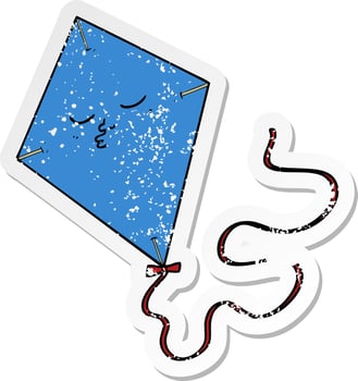 distressed sticker of a cartoon kite vector