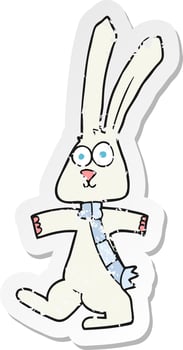 retro distressed sticker of a cartoon rabbit vector