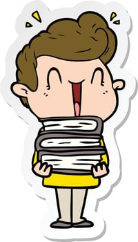 sticker of a cartoon excited man vector