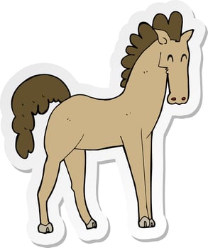 sticker of a cartoon horse vector