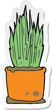 sticker of a cartoon house plant vector