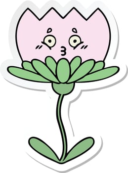 sticker of a cute cartoon flower vector