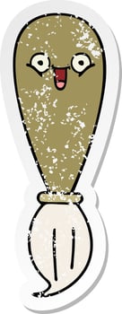 distressed sticker of a cute cartoon paint brush vector
