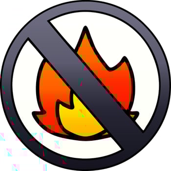 gradient shaded cartoon no fire sign vector