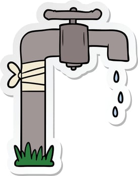 sticker of a cartoon old water tap vector