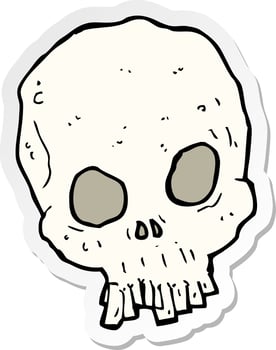 sticker of a cartoon spooky skull vector