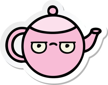 sticker of a cute cartoon teapot vector