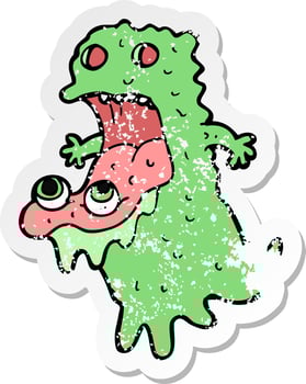 retro distressed sticker of a cartoon gross ghost vector