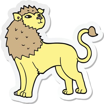 sticker of a cartoon lion vector