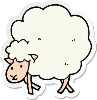 sticker of a cartoon sheep vector