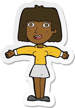sticker of a cartoon excited woman vector