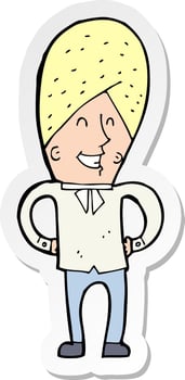 sticker of a cartoon happy man vector