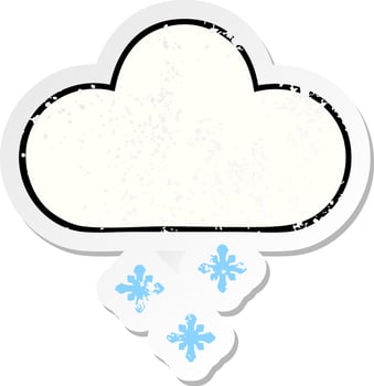 distressed sticker of a cute cartoon snow cloud vector