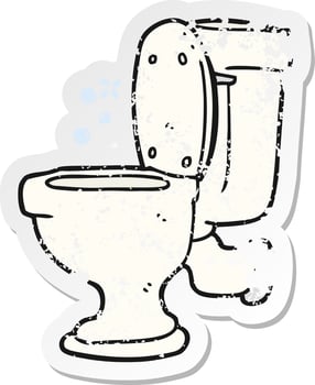 retro distressed sticker of a cartoon toilet vector