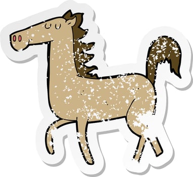 retro distressed sticker of a cartoon horse vector