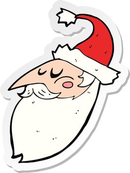 sticker of a cartoon santa face vector