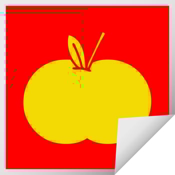 square peeling sticker cartoon juicy apple vector