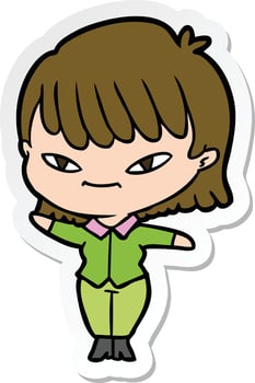 sticker of a cartoon woman vector