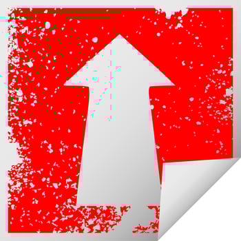 quirky distressed square peeling sticker symbol arrow vector