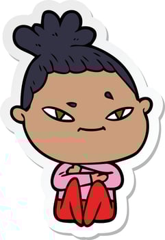sticker of a cartoon woman vector