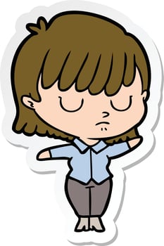 sticker of a cartoon woman vector