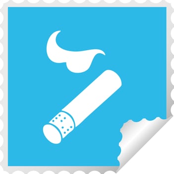 square peeling sticker cartoon smoking cigarette vector