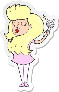 sticker of a cartoon woman brushing hair vector