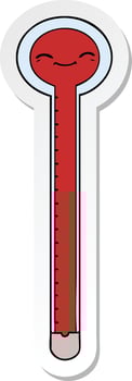 sticker of a cartoon thermometer vector