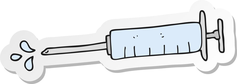 sticker of a cartoon medical needle vector