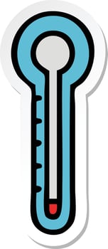 sticker of a cute cartoon glass thermometer vector