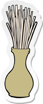 sticker of a cartoon reeds in vase vector