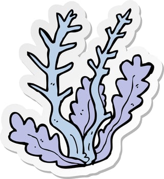 sticker of a cartoon seaweed vector