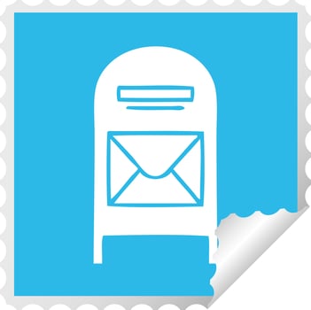 square peeling sticker cartoon mail box vector