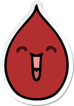 sticker of a quirky hand drawn cartoon emotional blood drop vector