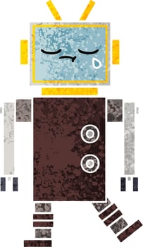 retro illustration style cartoon robot vector
