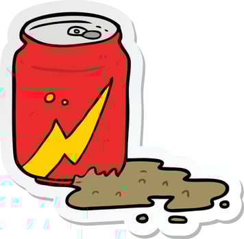 sticker of a cartoon soda can vector