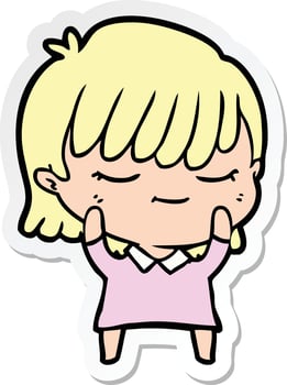 sticker of a cartoon woman vector