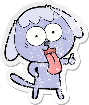 distressed sticker of a cute cartoon dog vector