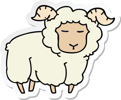 sticker of a quirky hand drawn cartoon ram vector