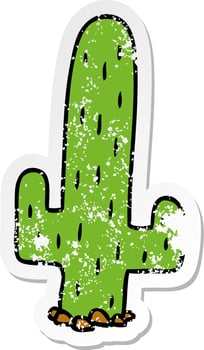 distressed sticker cartoon doodle of a cactus vector