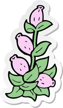 sticker of a cartoon flowers vector
