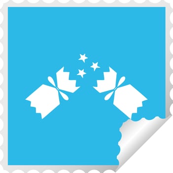 square peeling sticker cartoon christmas cracker vector