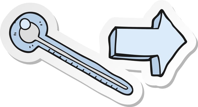 sticker of a cartoon thermometer vector