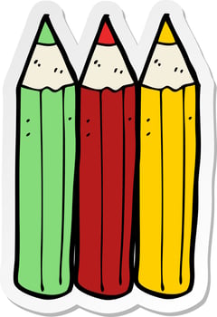 sticker of a cartoon coloring pencils vector
