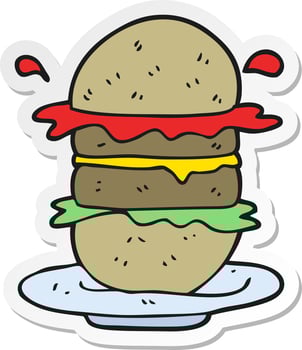sticker of a cartoon burger vector