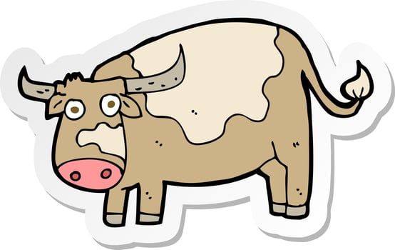 sticker of a cartoon cow vector