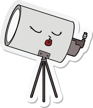 sticker of a cartoon telescope with face vector
