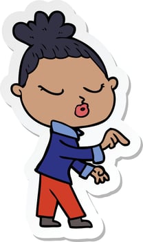 sticker of a cartoon calm woman vector