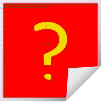 square peeling sticker cartoon question mark vector
