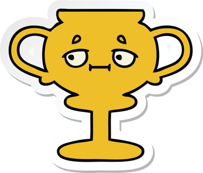 sticker of a cute cartoon trophy vector